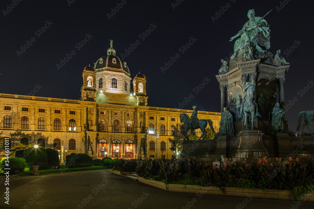 The Maria Theresia Monument outside of the Kunsthistorisches Museum in the heart of Vienna, Austria.