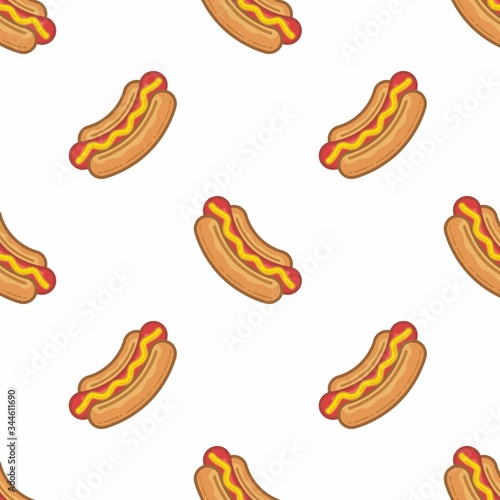 pattern seamless of hot dog in style flat, line, modern design. - vector illustration