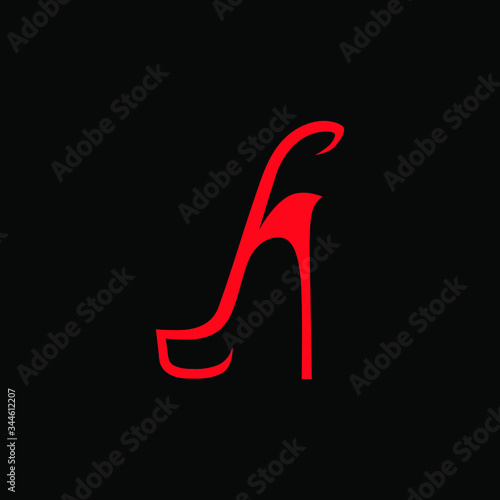 Abstract high heel shoe on black backdrop. Design element