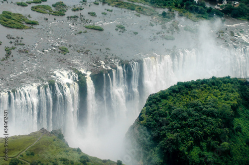 Aerial shot of Victoria Falls  Livingstone  Zambia