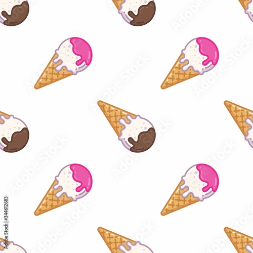 pattern seamless of ice cream in style flat, line, modern design. - vector illustration