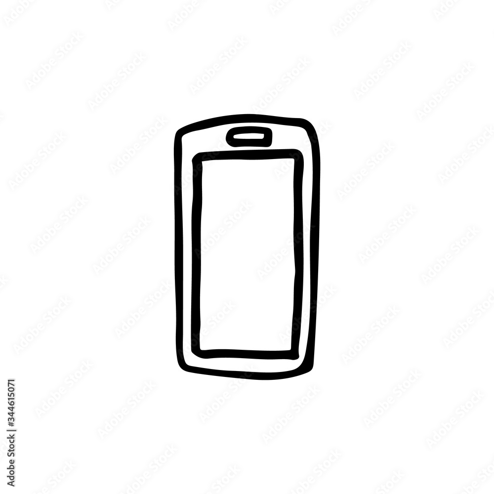 Black and white doodle style smartphone image. Hand-drawn image for web, banners, cards, designers. Black and white doodle style smartphone image. Hand-drawn image for web, banners, cards, designers.