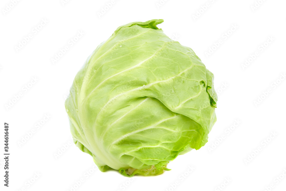 Green cabbage isolated on white background, fresh iceberg lettuce Green cabbage isolated on white background, fresh iceberg lettuce