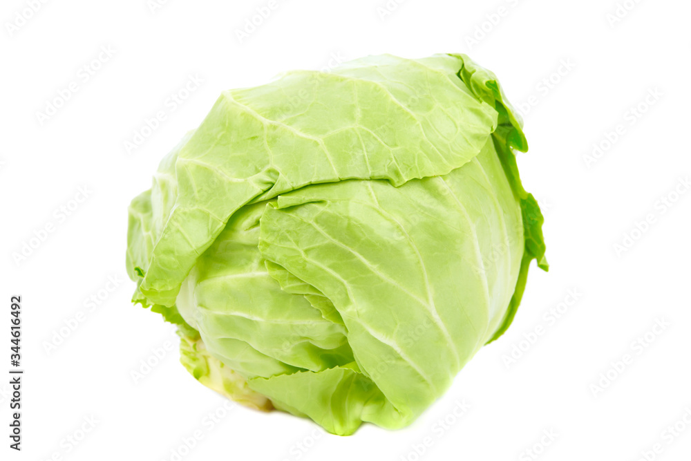 Green cabbage isolated on white background, fresh iceberg lettuce Green cabbage isolated on white background, fresh iceberg lettuce