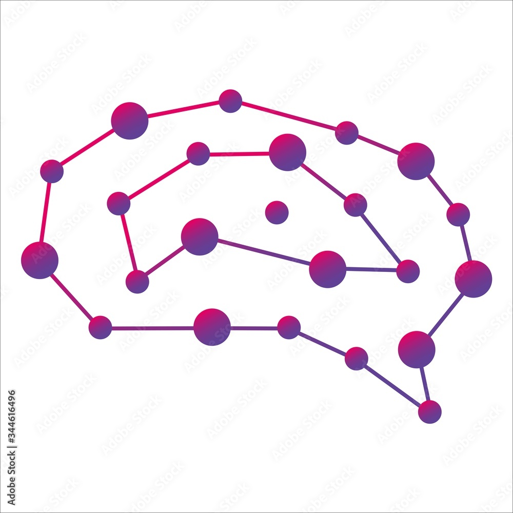 Connected Dot Line Brain Logo Vector Template Connected Dot Line Brain Logo Vector Template