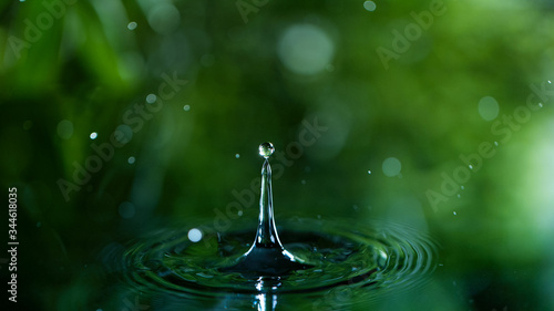 Macro shot of water drop , relaxation with water ripple drops concept
