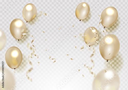 Celebration with Gold Balloon and confetti