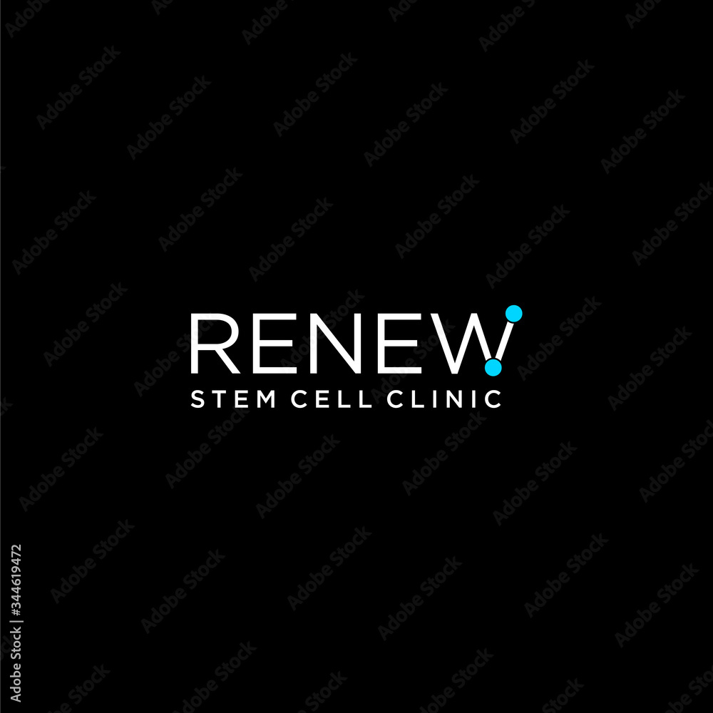 Geometric logo design of letter R and stem cell clinic with black background - EPS10 - Vector.