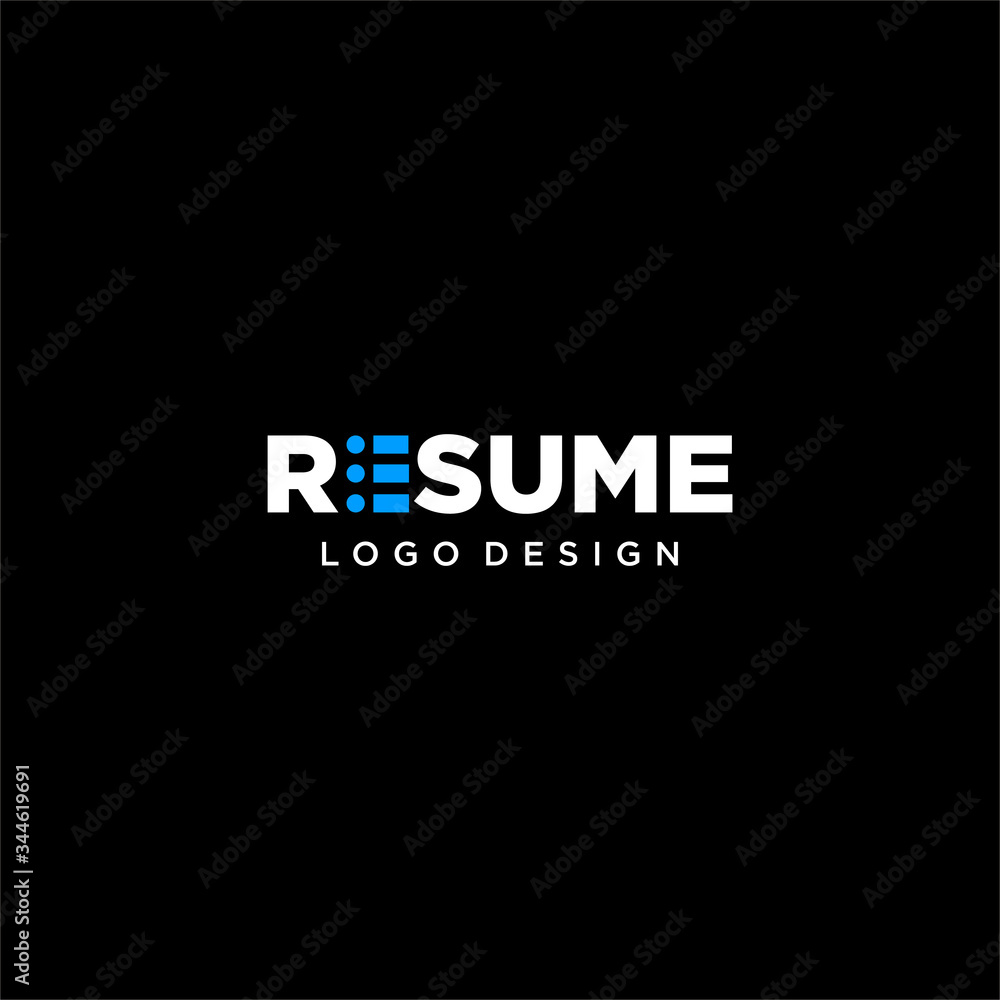 Simple wordmark logo design of resume with black background - EPS10 - Vector.