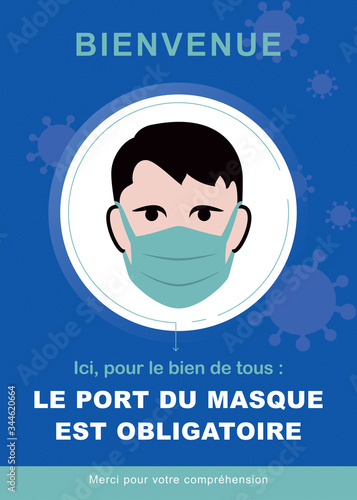 AFFICHE MASQUE OBLIGATOIRE. avec débord