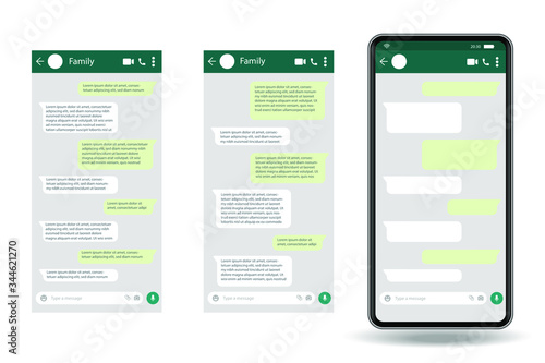 Phone chatting sms template bubbles. Place your own text editable to the message clouds. dialogues using samples bubbles Phone chatting sms.