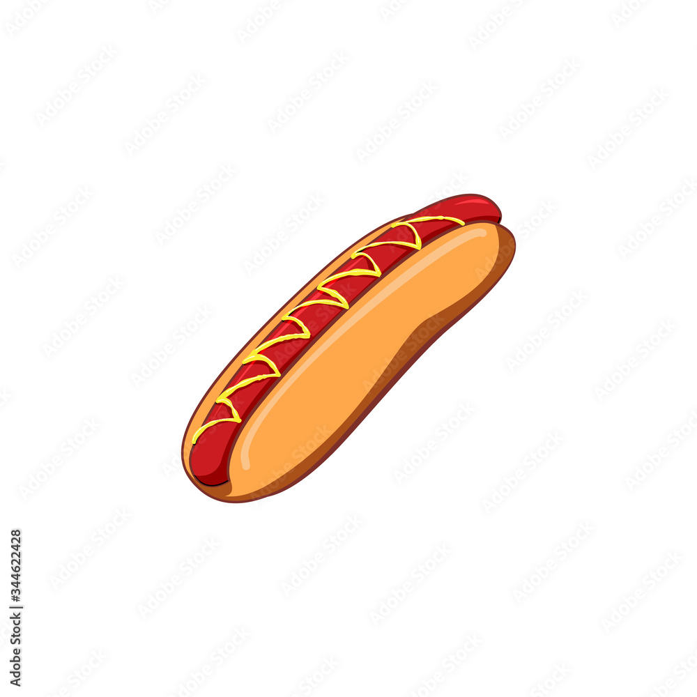 Delicious hot dog vector illustration on white background Delicious hot dog vector illustration on white background