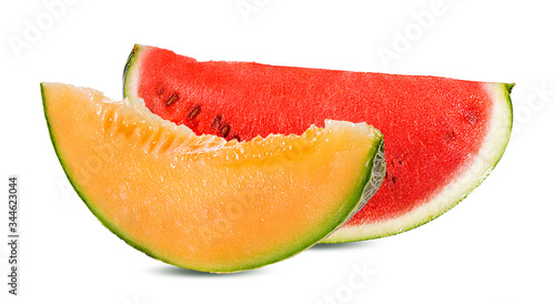 melon and watermelon isolated on white background