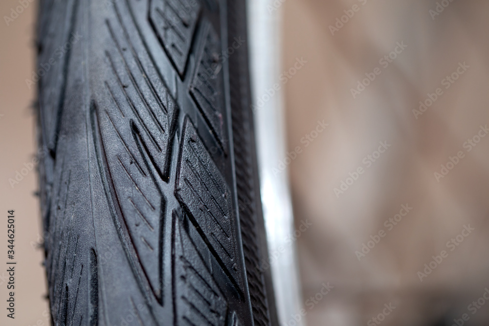 Puncture proof bicycle tire macro view