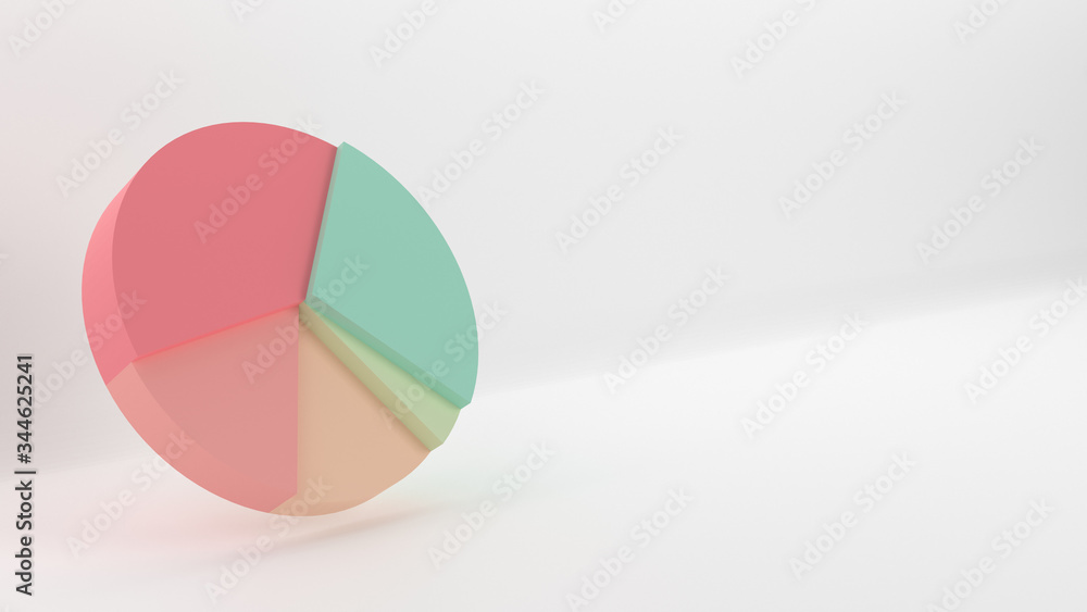 Pie chart with pastel palette. 3D render with copy space Pie chart with pastel palette. 3D render with copy space