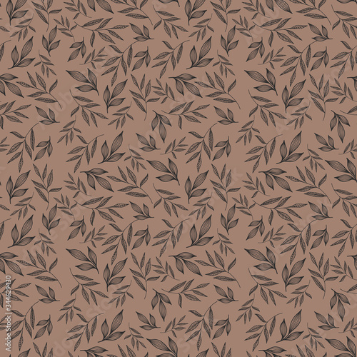 Nature leaves seamless pattern. Vector line art nature leaves. Seamless simple pattern for for wallpaper  web sites  wrapping paper  for fashion prints  fabric  design.