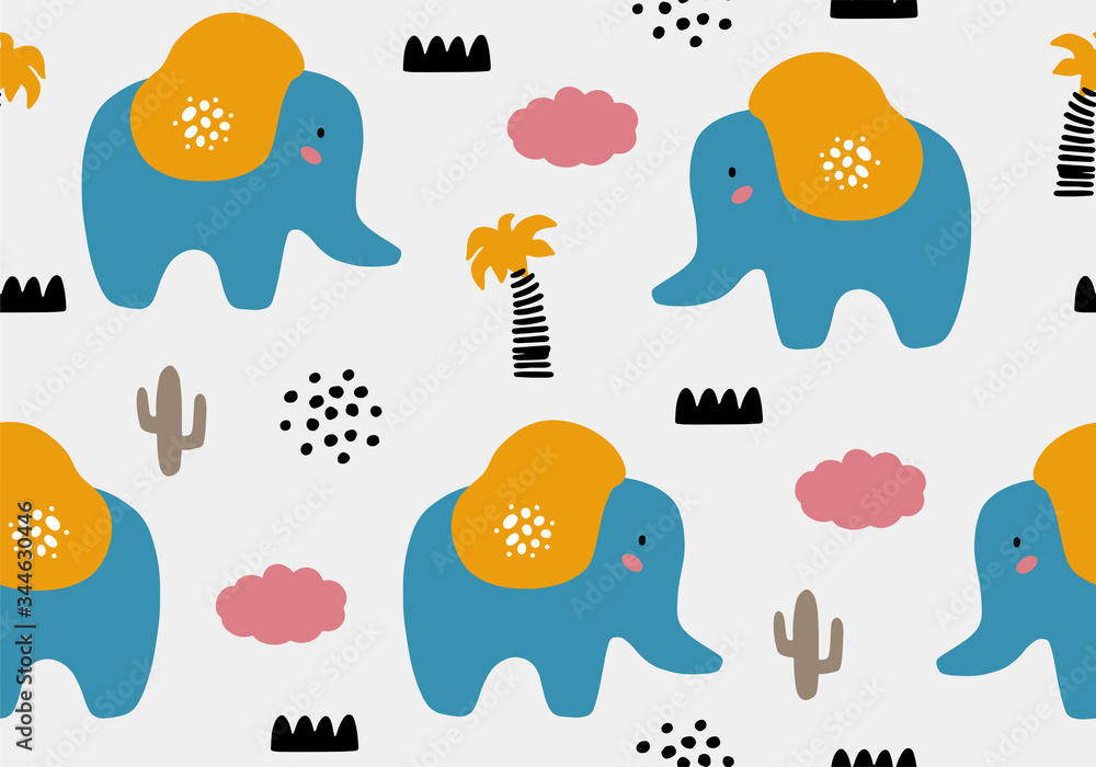 Fototapeta premium Elephant seamless pattern.