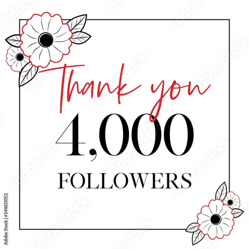 Thank you, 4000 followers, social media vector design 