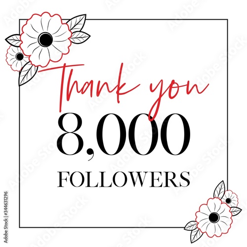 Thank you, 8000 followers, social media vector design 