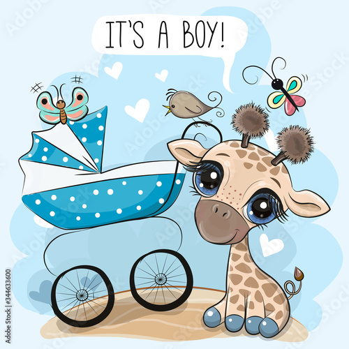 Baby carriage and Cute Giraffe
