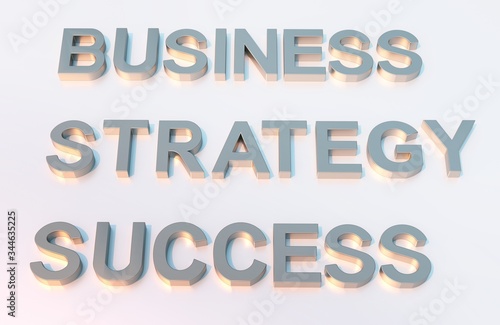 Words of business life, business, strategy and success. 3D illustration.