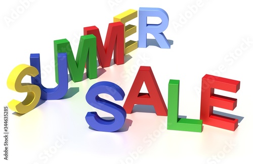 Colorful letters of summer sale. 3D illustration.