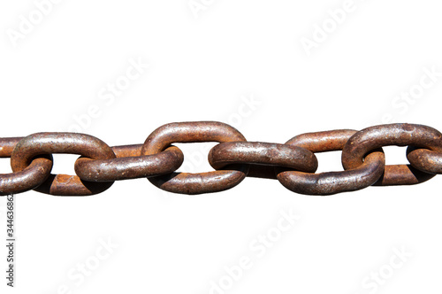 Metal rusty chain isolated on a white background