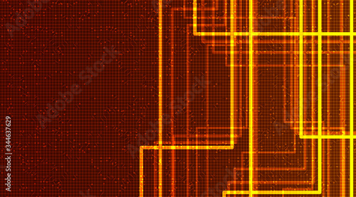 Orange Digital Line Technology Background,neon Digital and security Concept design,Free Space For text in put,Vector illustration.