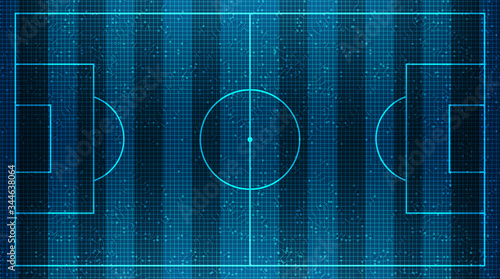 Blue Football field on Digital Technology Background,vector.