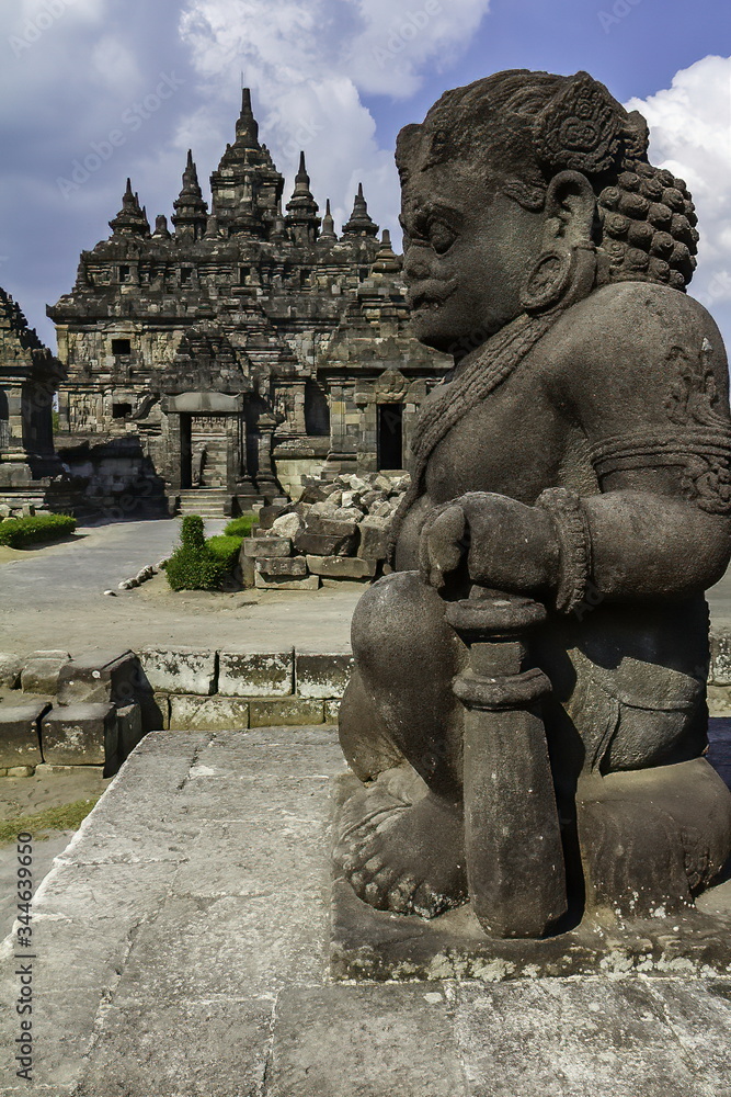 Guardian protector of Sewu temple - Candi Sewu, Mahayana Buddhist located in Prambanan, near city of Yogyakarta, Java 
