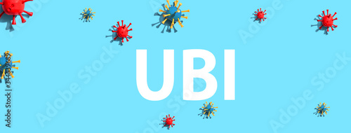 UBI theme with virus craft objects - flat lay