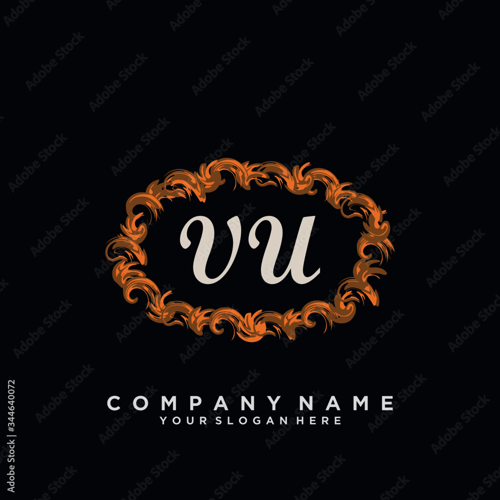 Initial Letter VU Logo With circle Template Vector