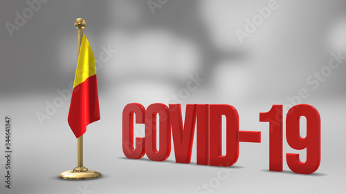Pichincha Ecuador realistic 3D flag and Covid-19 illustration.