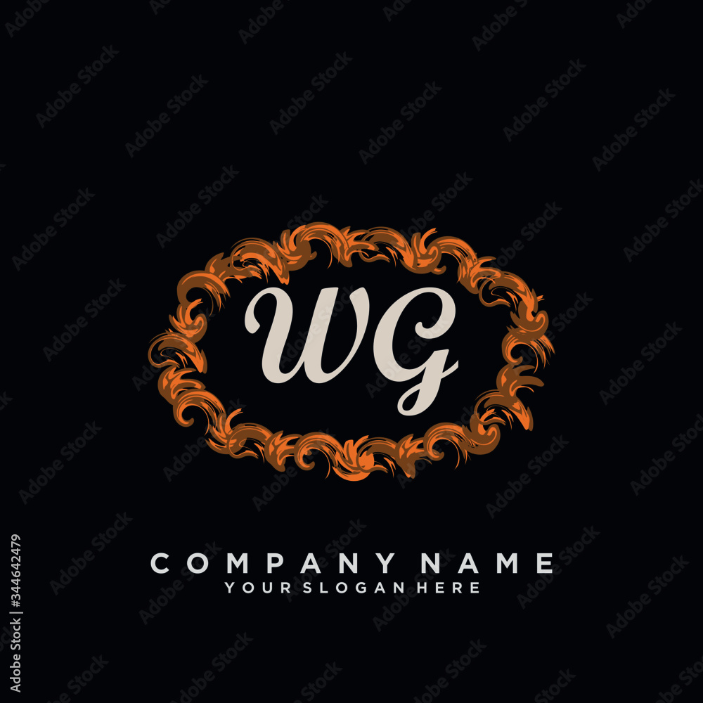 Initial Letter WG Logo With circle Template Vector