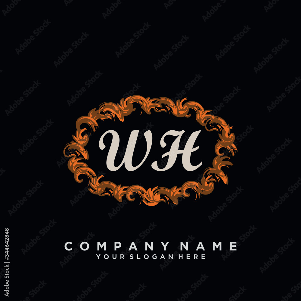 Initial Letter WH Logo With circle Template Vector