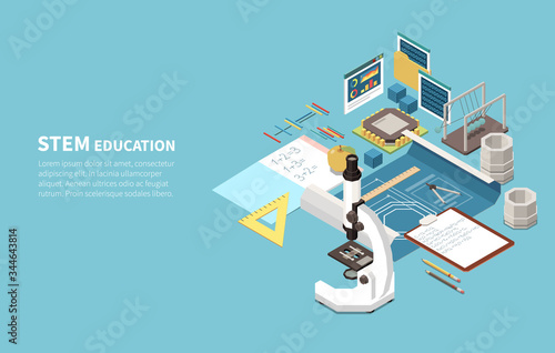 STEM Education Isometric Composition