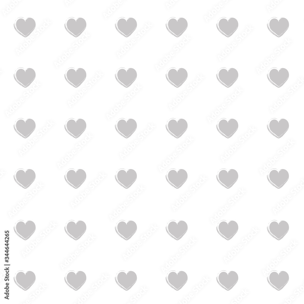 Fototapeta premium Seamless pattern with grey hearts on a white isolated background. Geometric print. Great for fabric, wallpaper, textile, wrapping. Vector illustration.