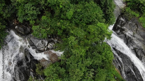 arial view waterfall in the forest