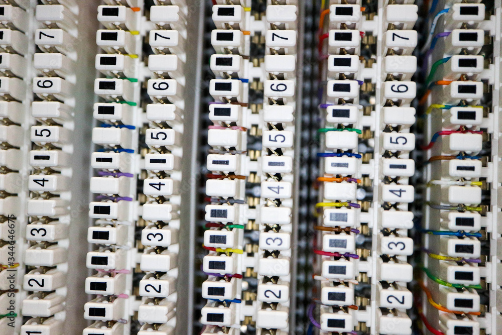 telecom quick connect punchdown blocks with colorful twisted pair close up telecom quick connect punchdown blocks with colorful twisted pair close up