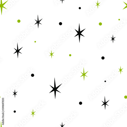 Vector seamless pattern with small stars and dots. Starry sky background. Design template for wallpaper  wrapping  textile.