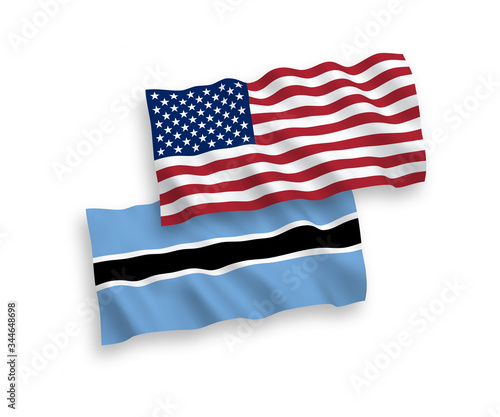 Flags of Botswana and America on a white background