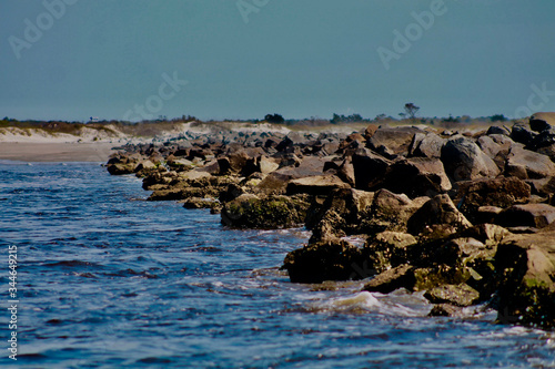 Rock wall on the ocean