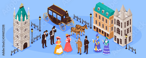 Victorian Era Horizontal Illustration