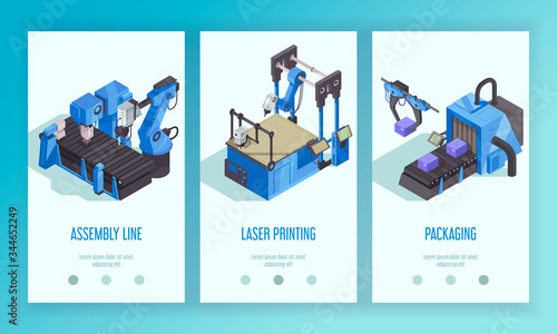Isometric Robot Automation Banner Set