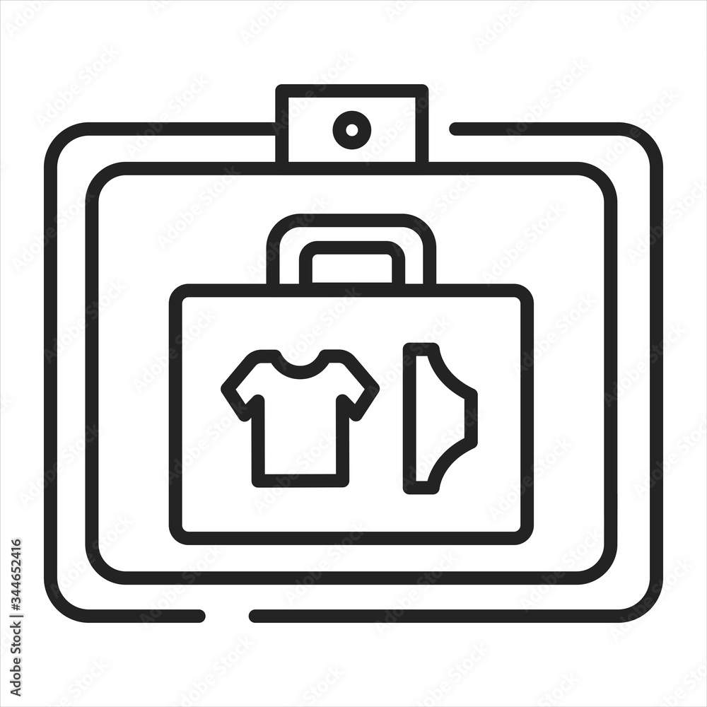 Baggage check black line icon. Check for prohibited items. Using a special scanner. Pictogram for web page, mobile app, promo. UI UX GUI design element. Baggage check black line icon. Check for prohibited items. Using a special scanner. Pictogram for web page, mobile app, promo. UI UX GUI design element.