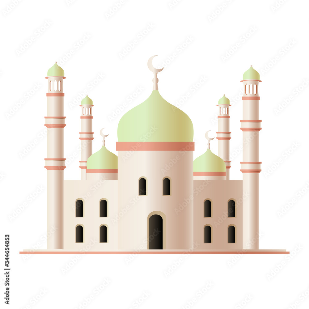 Islamic mosque building illustration with dome