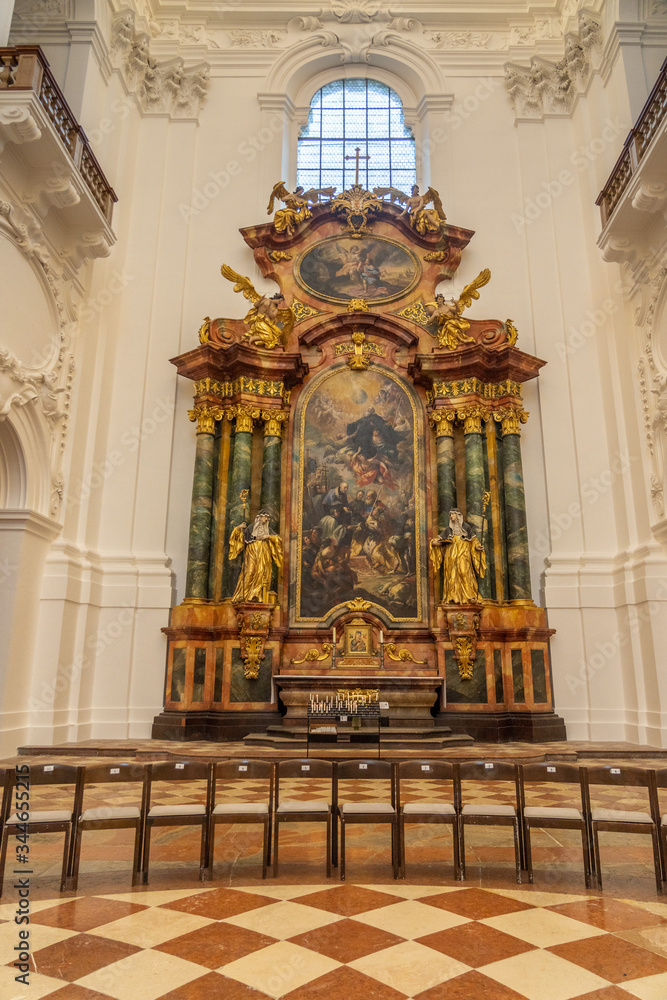 Altar painting inside Kollengienkirche Collegiate Church in Salzburg in Austria