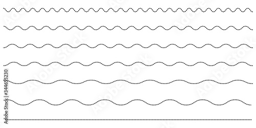Wave line and wavy zigzag lines. Vector black underlines, smooth end squiggly horizontal, squiggles, dotted line
