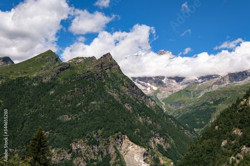 View of Monte Rosa in the Distance at Path to Alpe Campo, Alagna Valsesia, Piedmont, Italy © Francesco