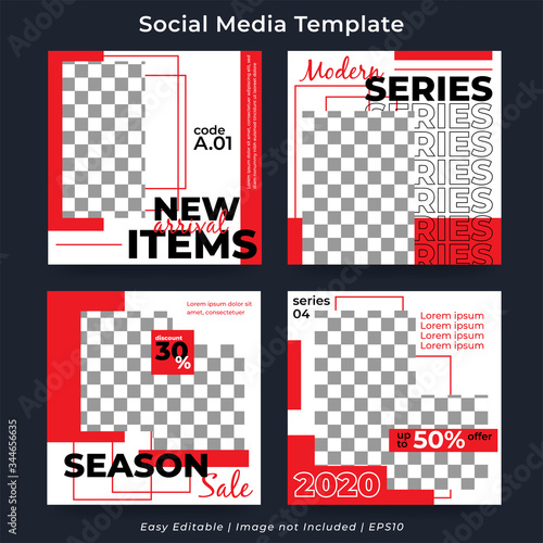 Social Media Post Template for Promotion with Red Simple Style